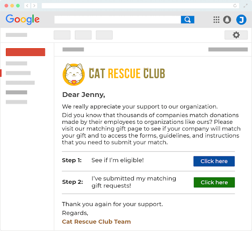 Matching gift request form