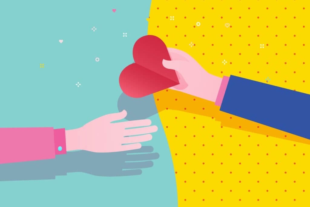 concept-of-charity-and-donation-give-and-share-your-love-to-people-vector-id1050902156
