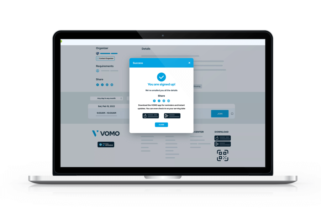 image of a volunteer management form on a macbook