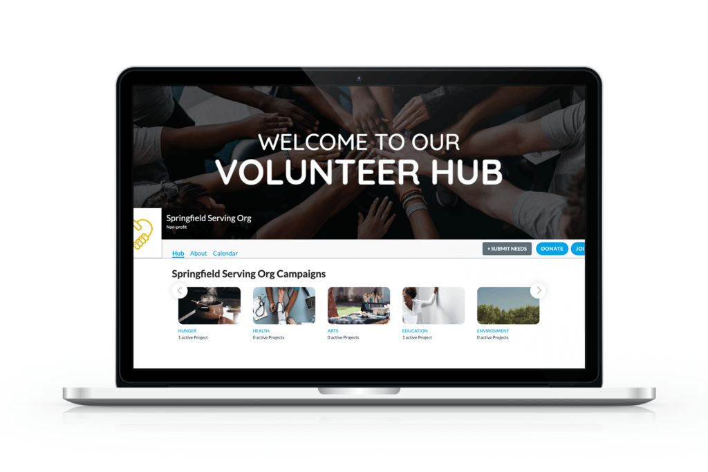 Image of a volunteer management hub on a Macbook. 