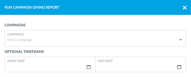 CRM Analytics: Run Campaign Giving report