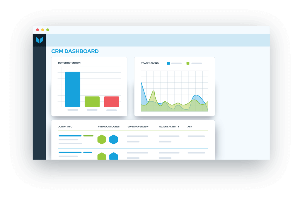 CRM dashboard in Virtuous for donor engagement strategies