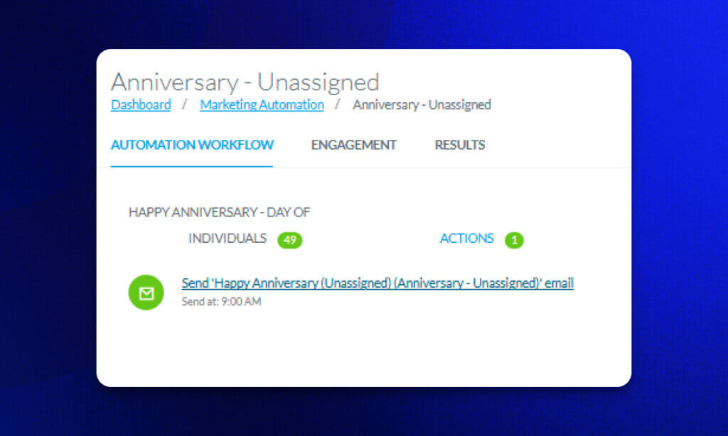 Arkansas Children’s uses automation to recognize key donor moments, such as first gift anniversaries. 