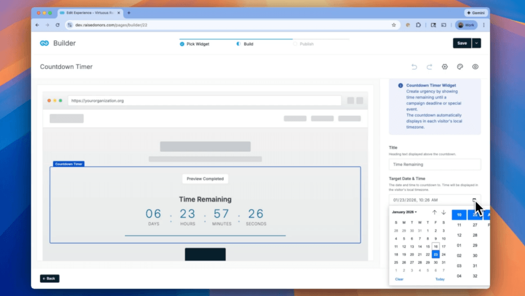 Donation Widget: Countdown Timer